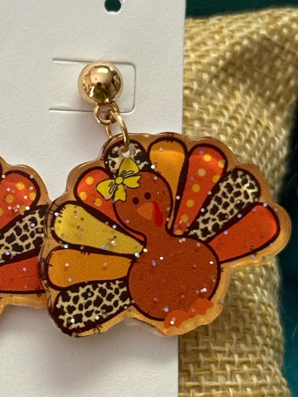 Cute Turkey Drop Earrings Orange Yellow Brown Multicolor NEW - Picture 3 of 3